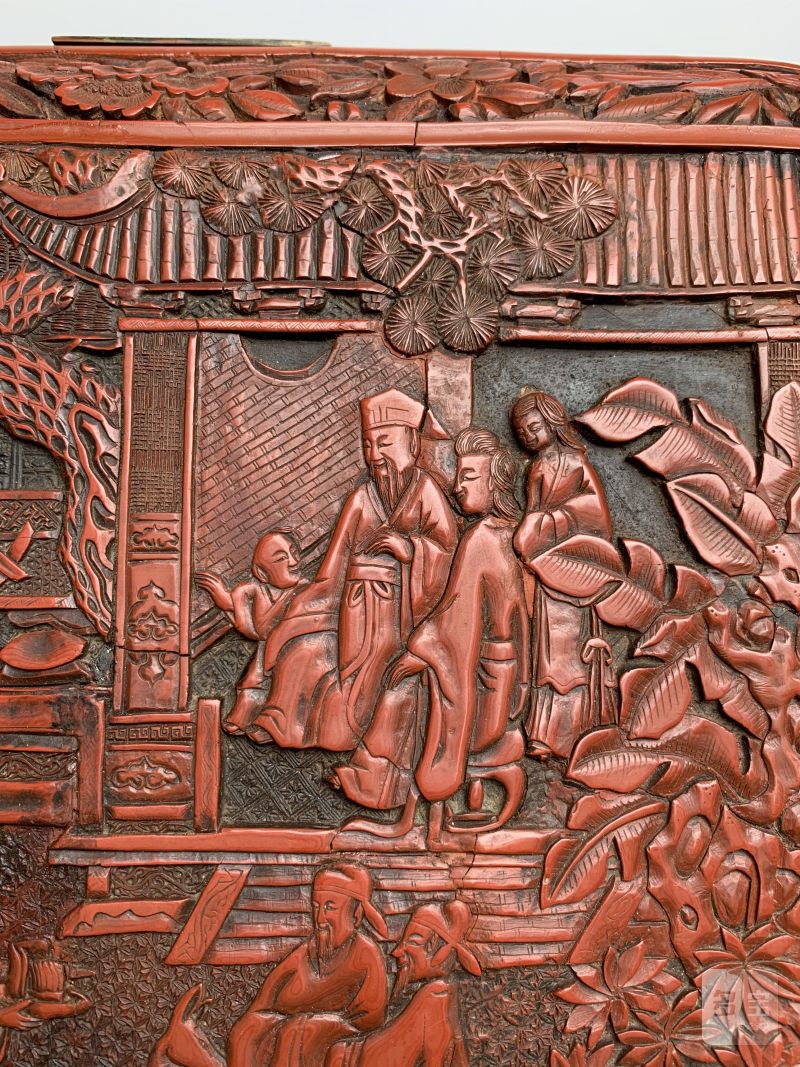 明 “黄成造”款剔红郭子仪祝寿图箱 - 图10